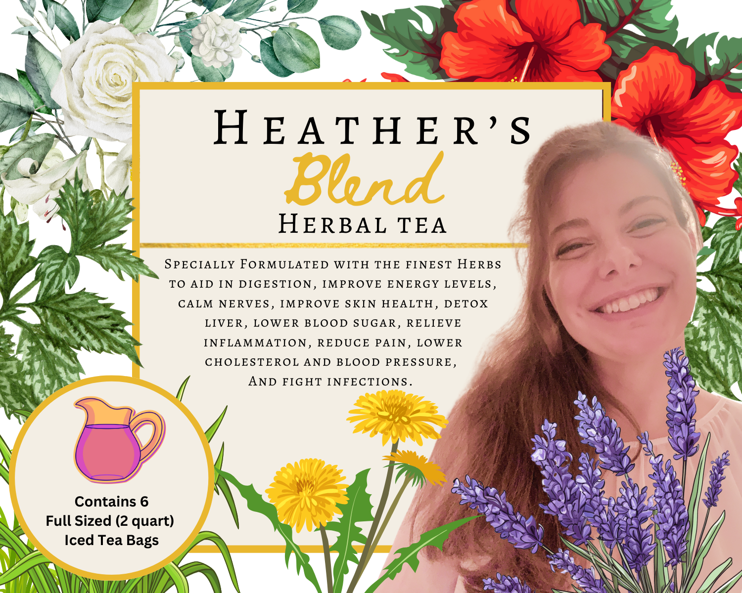 Heather’s Blend herbal tea box